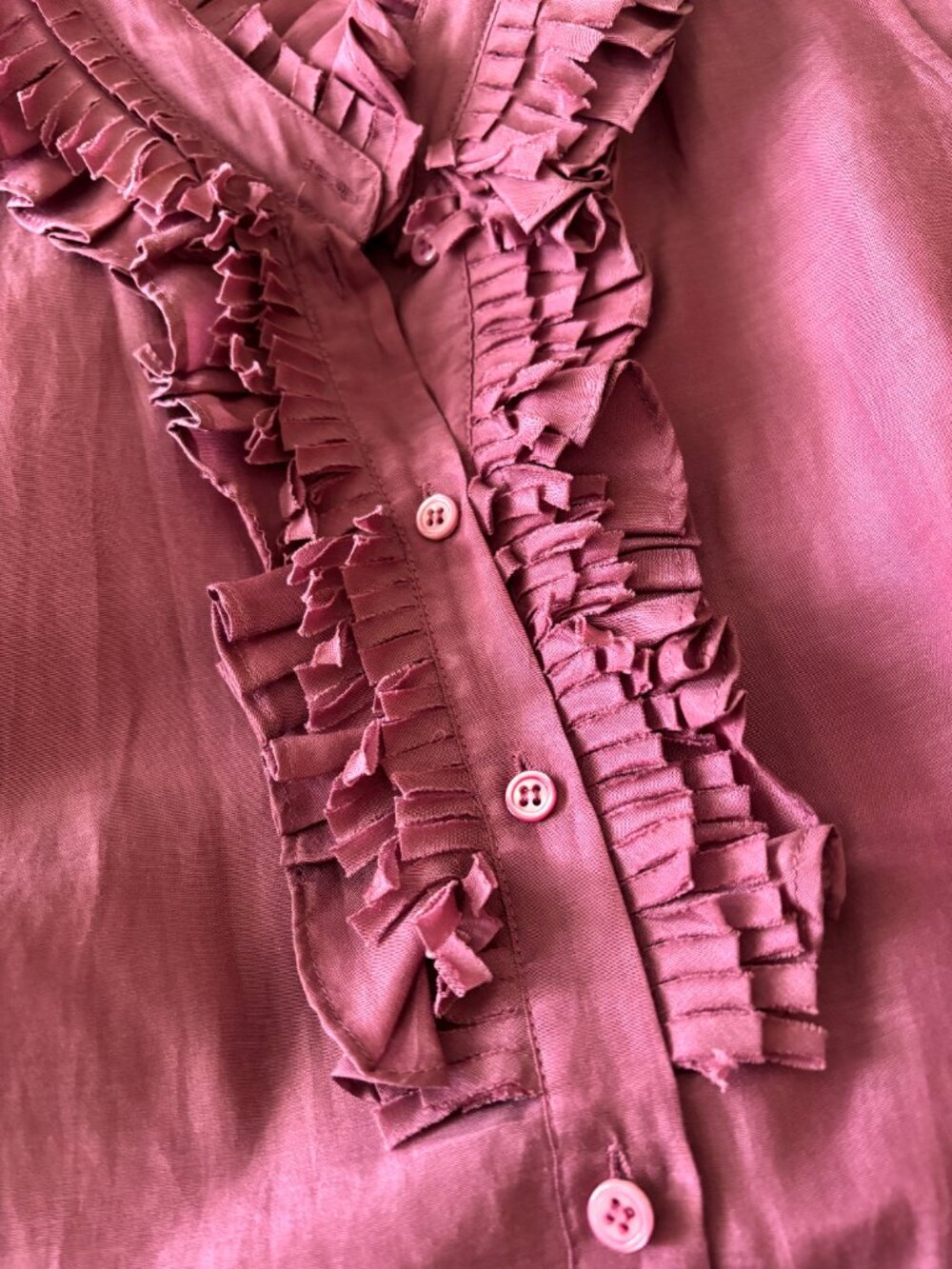 J Crew Women's Blouse Size 8 Purple Plum Sleeveless Silk Blend Ruffle Blouse - Picture 3 of 6